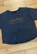 Notre Dame Fighting Irish Womens Vintage Burnout Crop T-Shirt - Navy Blue