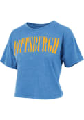 Pitt Panthers Womens Burnout Showtime Crop T-Shirt - Blue