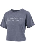 Xavier Musketeers Womens Burnout Valdosta Crop T-Shirt - Navy Blue