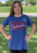 Kansas Jayhawks Womens Burnout Everest T-Shirt - Blue