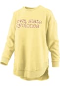 Iowa State Cyclones Womens Burnout Blue Jean Baby Poncho Crew Sweatshirt - Yellow