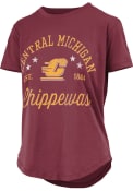 Central Michigan Chippewas Womens Rounded Bottom Jade T-Shirt - Maroon