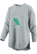North Texas Mean Green Womens Burnout Bakersfield Poncho Crew Sweatshirt - Grey