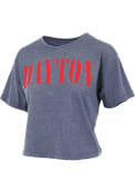 Dayton Flyers Womens Burnout Showtime Crop T-Shirt - Navy Blue