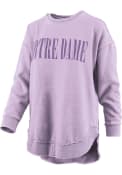 Notre Dame Fighting Irish Womens Burnout Showtime Poncho Crew Sweatshirt - Lavender