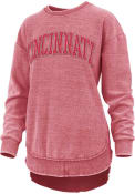 Pressbox Womens Red Cincinnati Bearcats Ponchoville Crew Sweatshirt