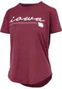 Iowa W Garnet Prairie Rounded Bottom Short Sleeve T-Shirt