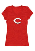 Cincinnati Reds Womens Red Official Cap T-Shirt