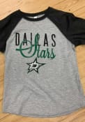 Dallas Stars Girls Black Youth Girls Blocked Baseball Long Sleeve T-shirt