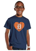 Detroit Tigers Youth Navy Blue Heart Fashion Tee
