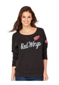 Detroit Red Wings Womens Vintage Fleece Crew Sweatshirt - Black