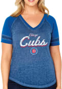 Chicago Cubs Womens Curvy Vintage Blue Short Sleeve Plus Tee