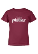 Philadelphia Phillies Youth Distressed Cooperstown Wordmark T-Shirt - Maroon
