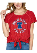Philadelphia Phillies Womens Slub Tie Front T-Shirt - Red
