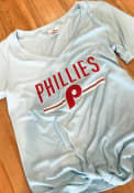 Philadelphia Phillies Womens Rib Ruched Bottom T-Shirt - Light Blue