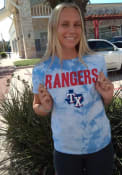 Texas Rangers Womens Tie Dye T-Shirt - Light Blue
