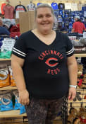 Cincinnati Reds Womens Football T-Shirt - Black