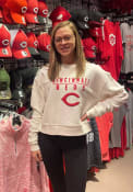 Cincinnati Reds Womens Corded Crew Sweatshirt - Ivory