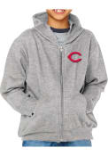Cincinnati Reds Youth Primary Logo Full Zip Jacket - Grey