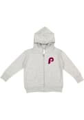 Philadelphia Phillies Toddler Cooperstown Primary Logo Full Zip Sweatshirt - Grey