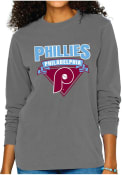 Philadelphia Phillies Womens Lines T-Shirt - Charcoal