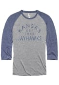 Kansas Jayhawks Grey Baseball Raglan Fashion Tee