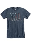 Americana Navy Blue Flag Wordmark Short Sleeve T Shirt