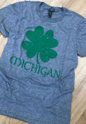 Michigan Grey Splatter Shamrock Short Sleeve T Shirt