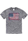 Americana Grey Distressed American Flag Short Sleeve T Shirt