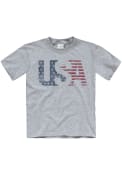 Americana Youth Grey USA Flag Short Sleeve T Shirt