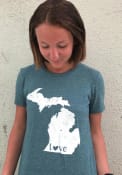 Michigan Dark Green State Shape Love Short Sleeve T Shirt