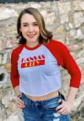 Kansas City Women's White Retro Wordmark Cropped 3/4 Raglan T Shirt