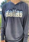 Dallas Vintage Navy Wordmark Stack Long Sleeve Lightweight Hood
