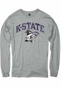Rally Mens Grey K-State Wildcats Distressed Arch Mascot Fashion T Shirt