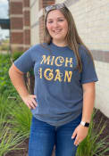 Michigan Women's Denim Floral Comfort Colors Short Sleeve T-Shirt