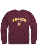 Bloomsburg University Huskies Rally Fleece Arch Mascot Crew Sweatshirt - Maroon