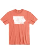Iowa Rally Love State Shape T Shirt - Orange