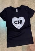 Chicago Girls Glitter Cheetah Heart T-Shirt - Black