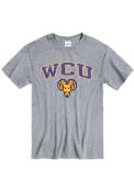 West Chester Golden Rams Distressed Arch Mascot T Shirt - Grey