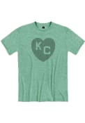 Kansas City Monarchs Rally Heart Fashion T Shirt - Kelly Green