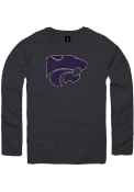 Black Mens K-State Wildcats Distressed Primary Logo Fashion T Shirt