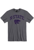 K-State Wildcats Distressed Arch Mascot Fashion T Shirt - Charcoal