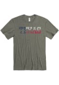 Texas Western Font Flag Infill Fashion T Shirt - Olive