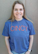 Cincinnati Disconnected Stencil Wordmark Fashion T Shirt - Blue