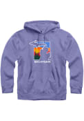 Michigan Color Block State Shape Hooded Sweatshirt - Purple