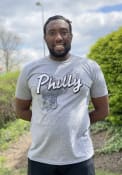 Philadelphia Rally Wordmark Over City Map Fashion T Shirt - Grey