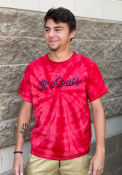 St Louis Rally Retro Script T Shirt - Red Tie Dye