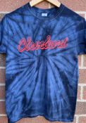 Cleveland Rally Retro Script T Shirt - Navy Blue