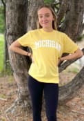 Michigan Rally Arch Wordmark T Shirt - Yellow