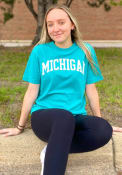 Michigan Rally Arch Wordmark T Shirt - Teal